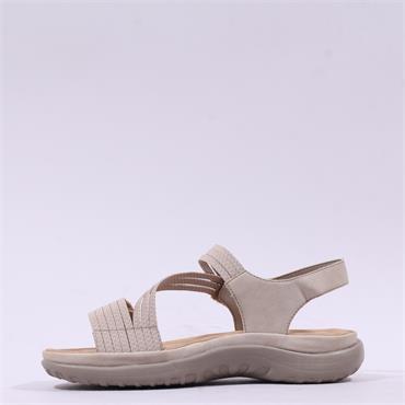 Rieker Twin Velcro Cross Strap Sandal - Cream
